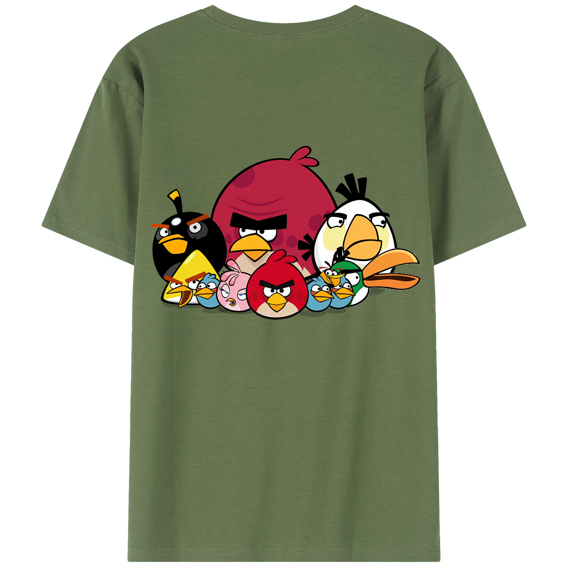（画像用） Angry Birds アングリーバード 綿100％ メンズ半袖Tシャツ（バックプリント） 通気性
